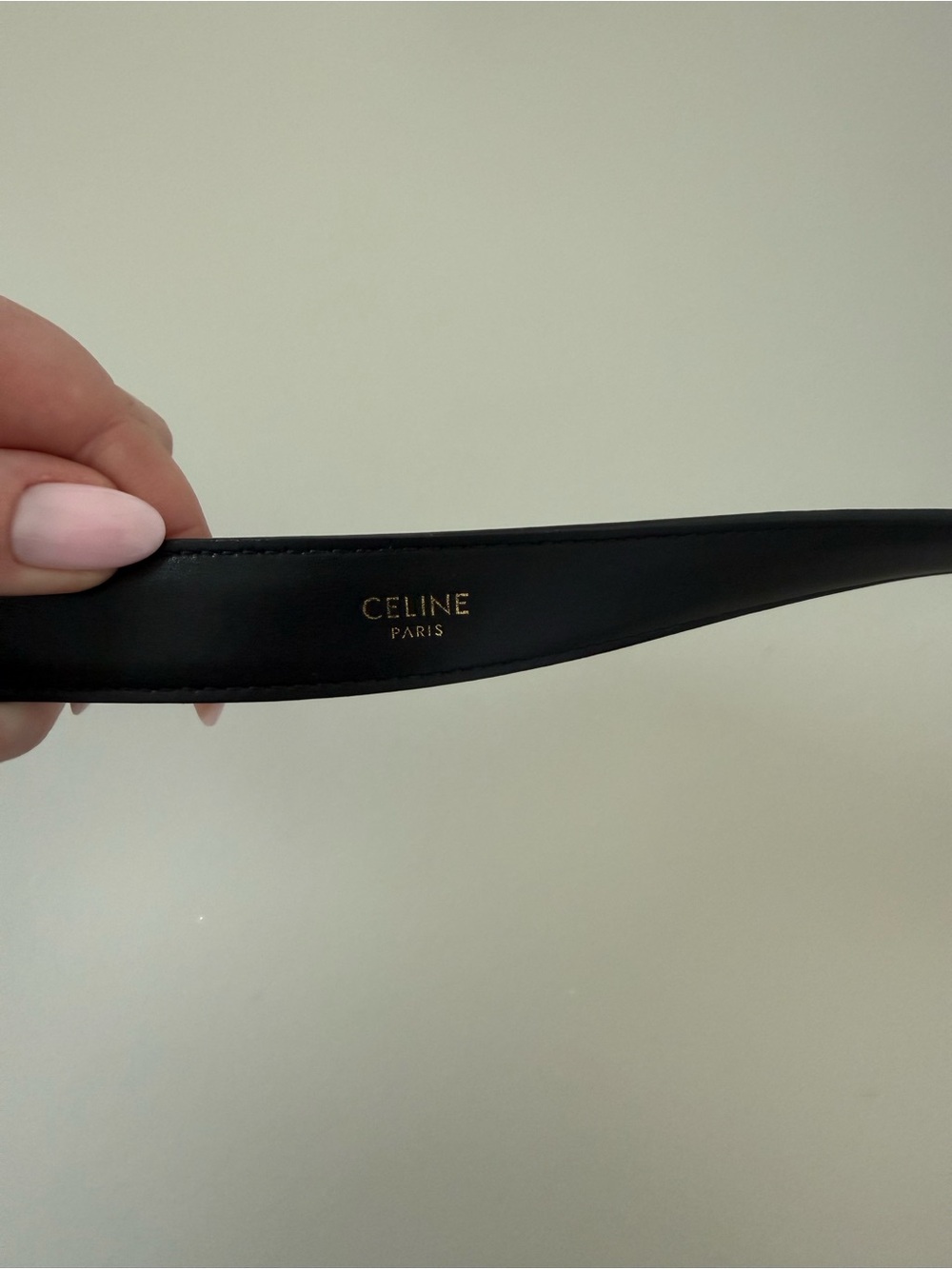 Celine Black Leather Belt with Gold Triomphe Buckle - Picture 5 of 7
